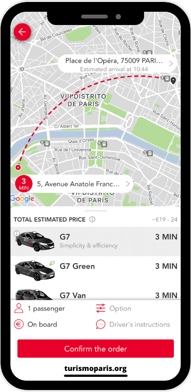 app taxi g7 paris