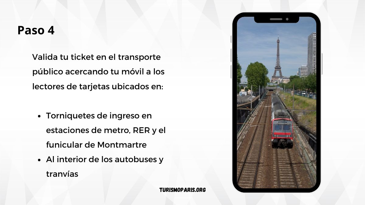 paso 4 validación de ticket en transporte paris